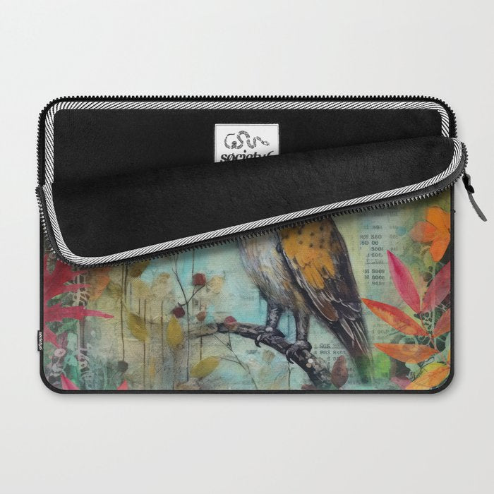Colorful Owl Forest Garden Indian Summer Flora And Wildlife Laptop Sleeve Gallery Image 2