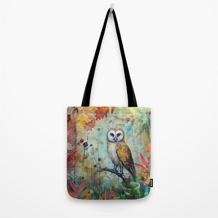 Colorful Owl Forest Garden Indian Summer Flora And Wildlife Tote Bag Gallery Image 2