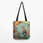 Colorful Owl Forest Garden Indian Summer Flora And Wildlife Tote Bag Gallery Image 2