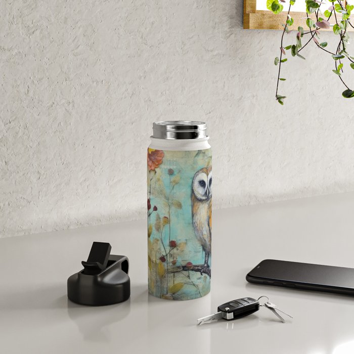 Colorful Owl Forest Garden Indian Summer Flora And Wildlife Water Bottle Gallery Image 4