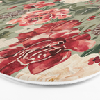 Vintage Christmas Floral on Sage Green Bath Mat Gallery Image 3