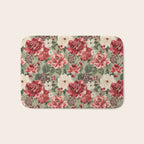 Vintage Christmas Floral on Sage Green Bath Mat Gallery Image 1