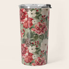 Vintage Christmas Floral on Sage Green Travel Mug Gallery Image 2
