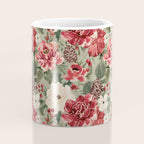 Vintage Christmas Floral on Sage Green Coffee Mug Gallery Image 4