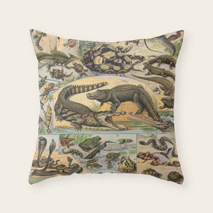 Reptile Illustration - Larousse Throw Pillow Gallery Image 6