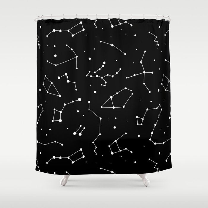 Black and White Constellations Shower Curtain Gallery Image 1