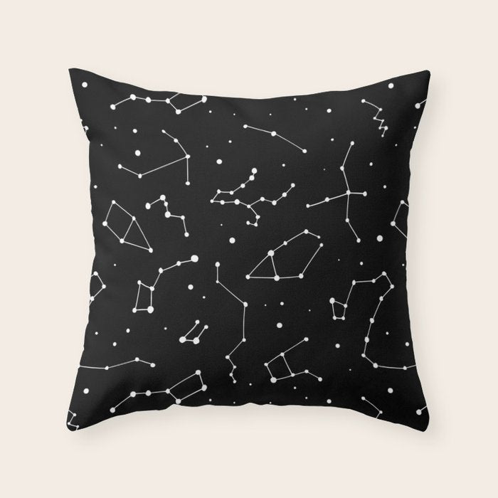 Black and White Constellations Throw Pillow Gallery Image 6