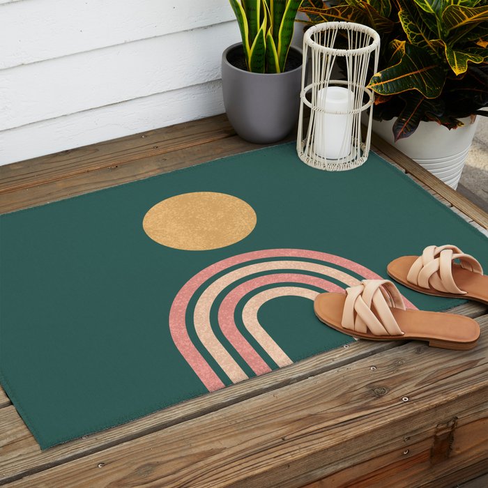 Mid century modern - green Outdoor Rug Gallery Image 2