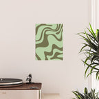 Sage Olive Green Retro Liquid Swirl Contemporary Abstract Pattern 2 Poster Gallery Image 2