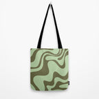 Sage Olive Green Retro Liquid Swirl Contemporary Abstract Pattern 2 Tote Bag Gallery Image 2