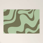Sage Olive Green Retro Liquid Swirl Contemporary Abstract Pattern 2 Welcome Mat Gallery Image 1