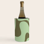 Sage Olive Green Retro Liquid Swirl Contemporary Abstract Pattern 2 Wine Chiller Gallery Image 1