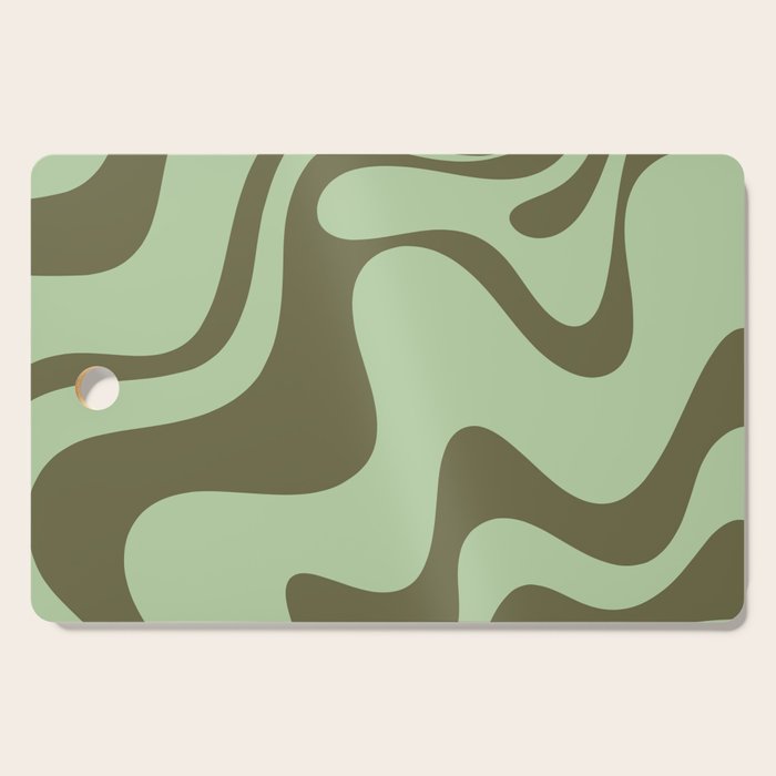 Sage Olive Green Retro Liquid Swirl Contemporary Abstract Pattern 2 Cutting Board Gallery Image 1