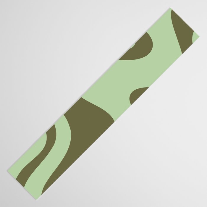 Sage Olive Green Retro Liquid Swirl Contemporary Abstract Pattern 2 Table Runner Gallery Image 3