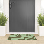 Sage Olive Green Retro Liquid Swirl Contemporary Abstract Pattern 2 Welcome Mat Gallery Image 3