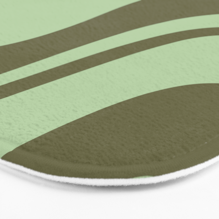 Sage Olive Green Retro Liquid Swirl Contemporary Abstract Pattern 2 Bath Mat Gallery Image 3