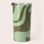 Sage Olive Green Retro Liquid Swirl Contemporary Abstract Pattern 2 Travel Mug Gallery Image 3