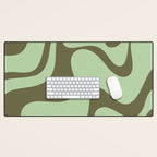 Sage Olive Green Retro Liquid Swirl Contemporary Abstract Pattern 2 Desk Mat Gallery Image 1