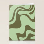 Sage Olive Green Retro Liquid Swirl Contemporary Abstract Pattern 2 Stationery Card Gallery Image 2