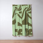 Sage Olive Green Retro Liquid Swirl Contemporary Abstract Pattern 2 Window Curtain Gallery Image 3