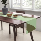 Sage Olive Green Retro Liquid Swirl Contemporary Abstract Pattern 2 Table Runner Gallery Image 2