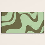 Sage Olive Green Retro Liquid Swirl Contemporary Abstract Pattern 2 Desk Mat Gallery Image 3