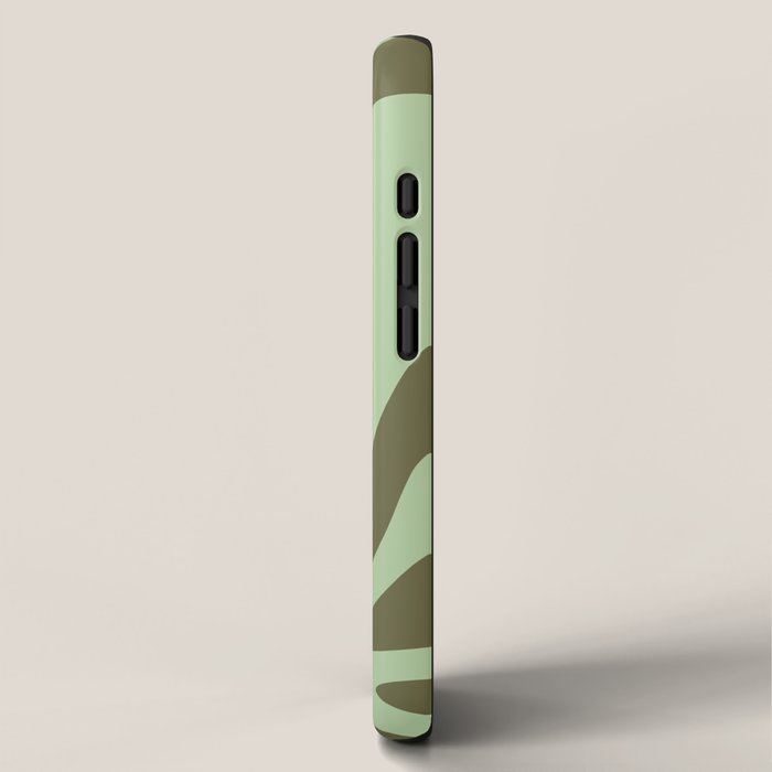 Sage Olive Green Retro Liquid Swirl Contemporary Abstract Pattern 2 iPhone Case Gallery Image 2