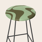 Sage Olive Green Retro Liquid Swirl Contemporary Abstract Pattern 2 Stool Gallery Image 2