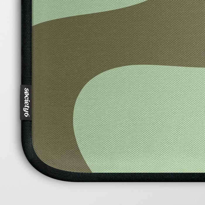 Sage Olive Green Retro Liquid Swirl Contemporary Abstract Pattern 2 Laptop Sleeve Gallery Image 3