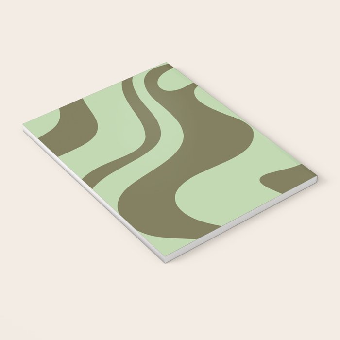 Sage Olive Green Retro Liquid Swirl Contemporary Abstract Pattern 2 Notebook Gallery Image 3