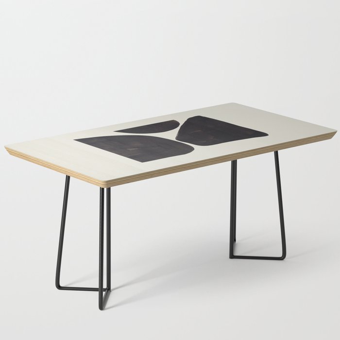 Black & White Minimalist Abstract Shapes Patterns Black Ink Painting Coffee Table Gallery Image 1