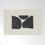 Black & White Minimalist Abstract Shapes Patterns Black Ink Painting Welcome Mat Gallery Image 1