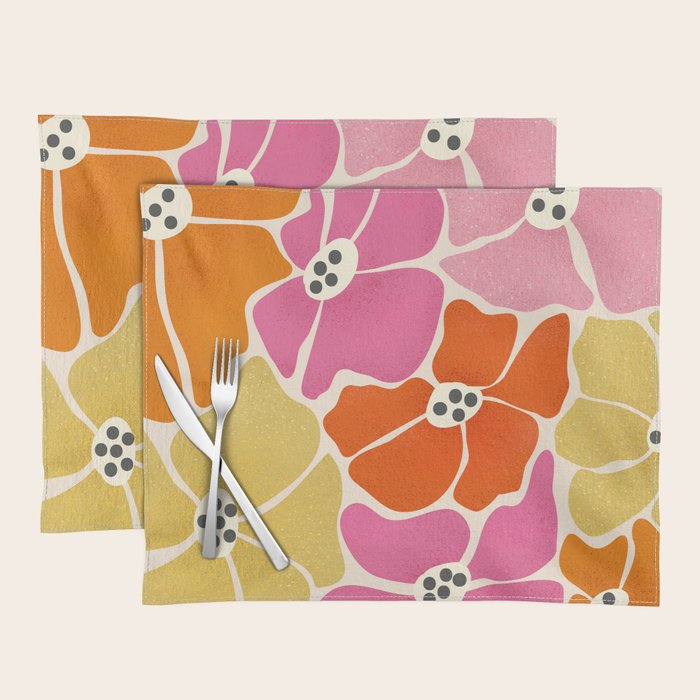Blooming Retro Florals Placemat Gallery Image 1