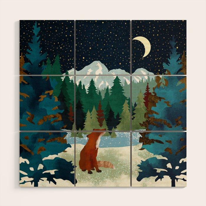 Winter Fox Vista Wood Wall Art Gallery Image 1