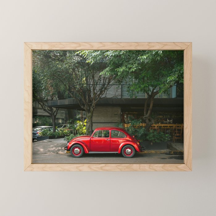 Red Classic Car in Mexico City | Travel Photography Mini Art Print Gallery Image 1