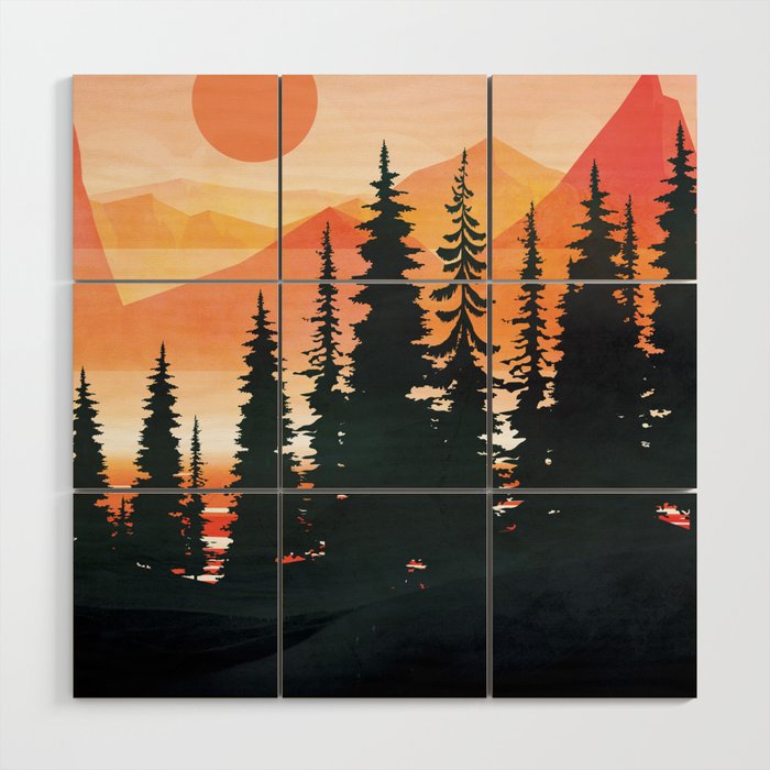 Pine Forest Sunset 2 Wood Wall Art Gallery Image 1