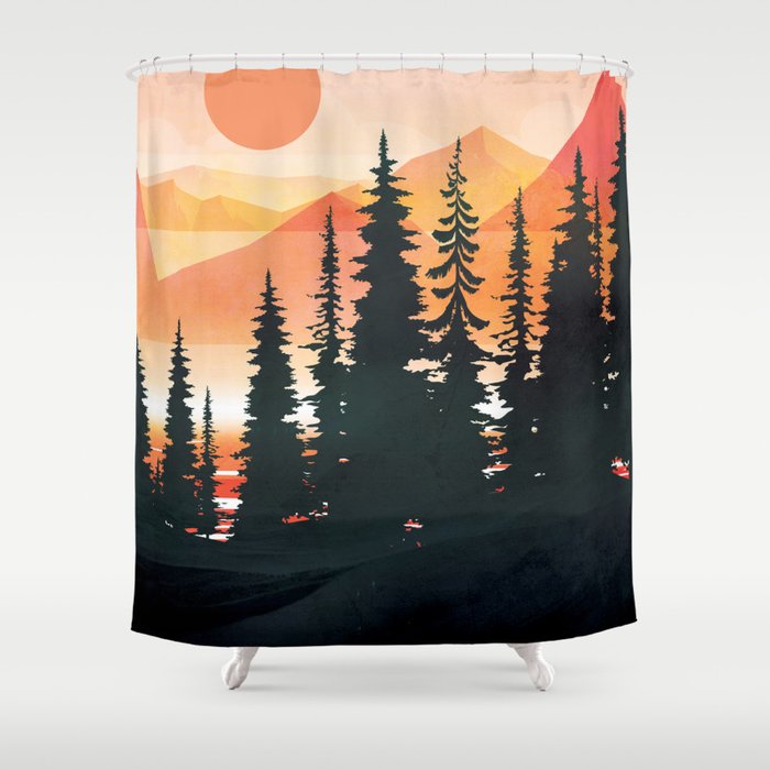 Pine Forest Sunset 2 Shower Curtain Gallery Image 1