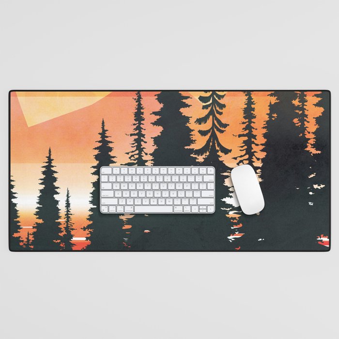Pine Forest Sunset 2 Desk Mat Gallery Image 1