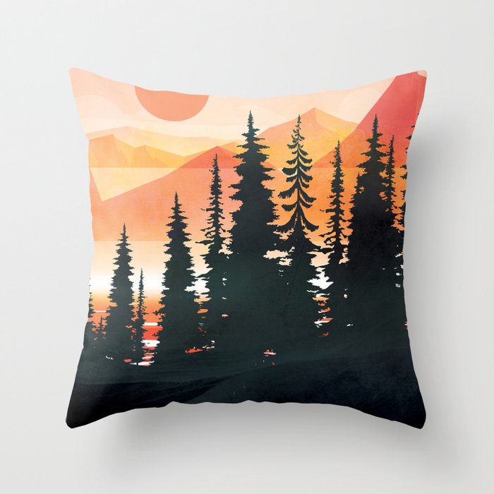 Pine Forest Sunset 2 Throw Pillow Gallery Image 6