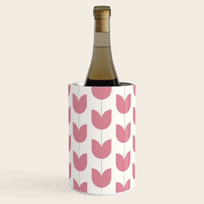 Spring Tulips VII Pink Mid Century Flowers Wine Chiller Gallery Image 1