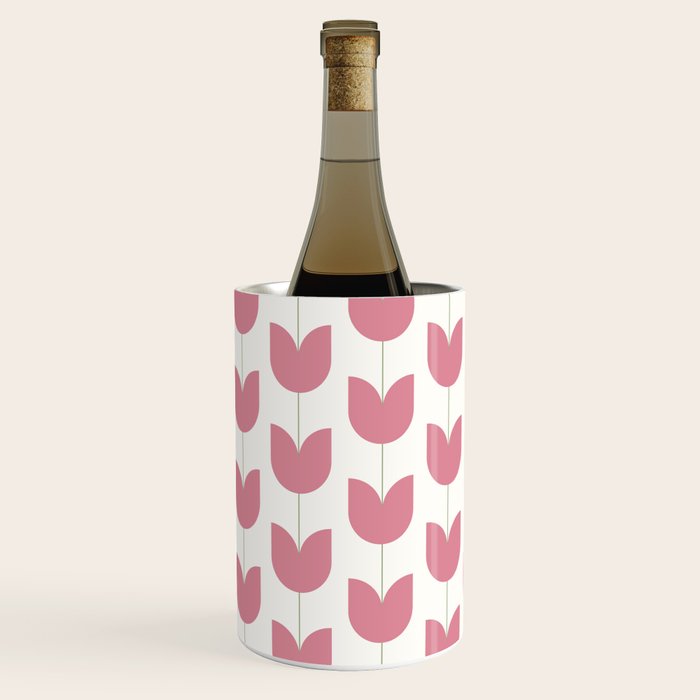Spring Tulips VII Pink Mid Century Flowers Wine Chiller Gallery Image 2
