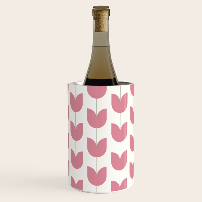 Spring Tulips VII Pink Mid Century Flowers Wine Chiller Gallery Image 3