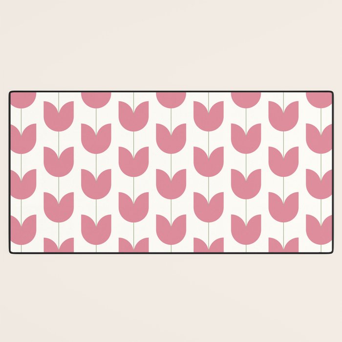 Spring Tulips VII Pink Mid Century Flowers Desk Mat Gallery Image 3
