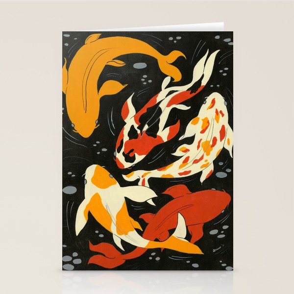 Koi in Black Water Stationery Card Gallery Image 2