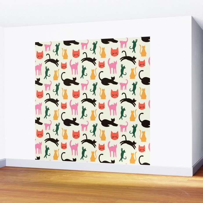 Colorful Cats Pattern Wall Mural Gallery Image 2