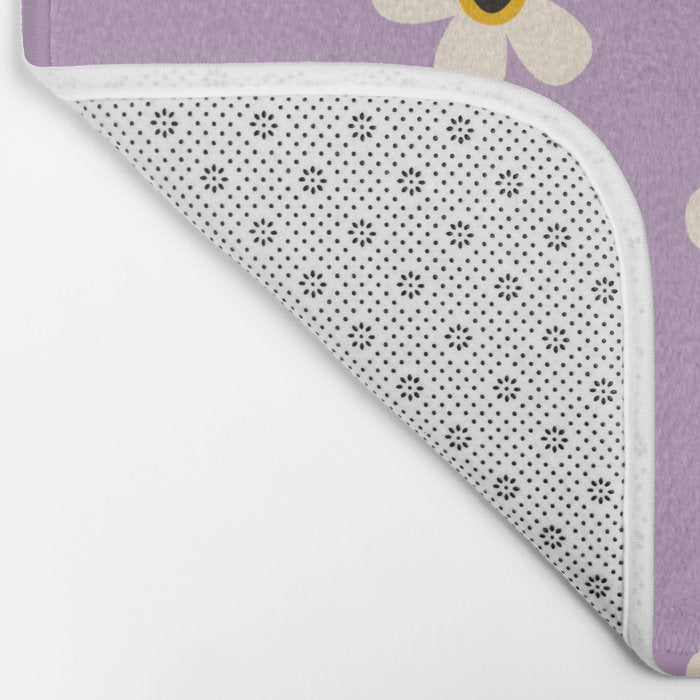 Retro Happy Daisy Flower in Purple Bath Mat Gallery Image 2