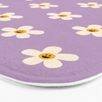 Retro Happy Daisy Flower in Purple Bath Mat Gallery Image 3