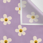 Retro Happy Daisy Flower in Purple Wall Tapestry Gallery Image 3