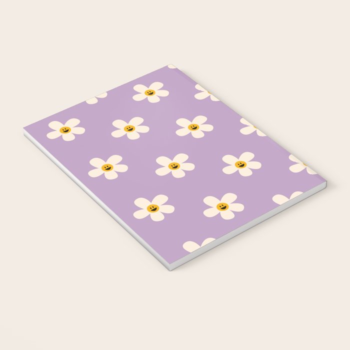 Retro Happy Daisy Flower in Purple Notebook Gallery Image 3