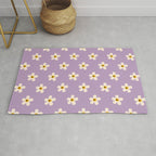Retro Happy Daisy Flower in Purple Rug Gallery Image 1